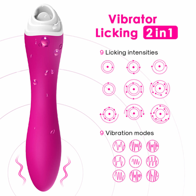 Dương vật giả Rung Máy Kích Thích Lưỡi Liếm, Máy Mát Xa Kích Thích Âm Đạo Không Thấm Nước