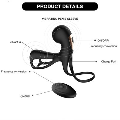 Tay áo dương vật silicon mềm động cơ kép