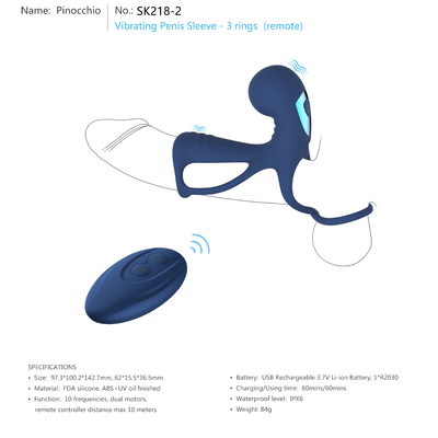 Tay áo dương vật silicon mềm động cơ kép
