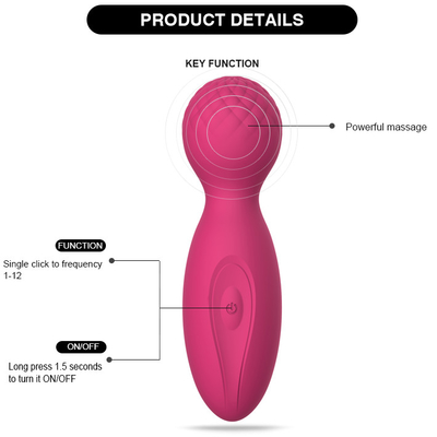 12 tốc độ 10 chức năng Máy rung điểm Satin Silicone G Đồ chơi tình dục Mini Wand Massager