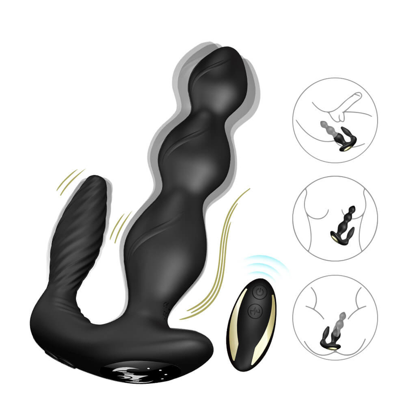 9 tốc độ rung mông hậu môn Cắm ba động cơ Máy kích thích vùng hậu môn Điều khiển từ xa không dây