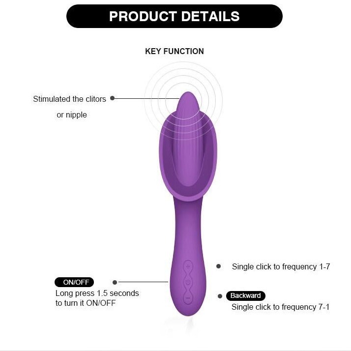 Clit Bullet Vibrator Máy kích thích miệng lưỡi Máy rung dương vật giả mềm 166.5 * 73.6 * 56.5mm